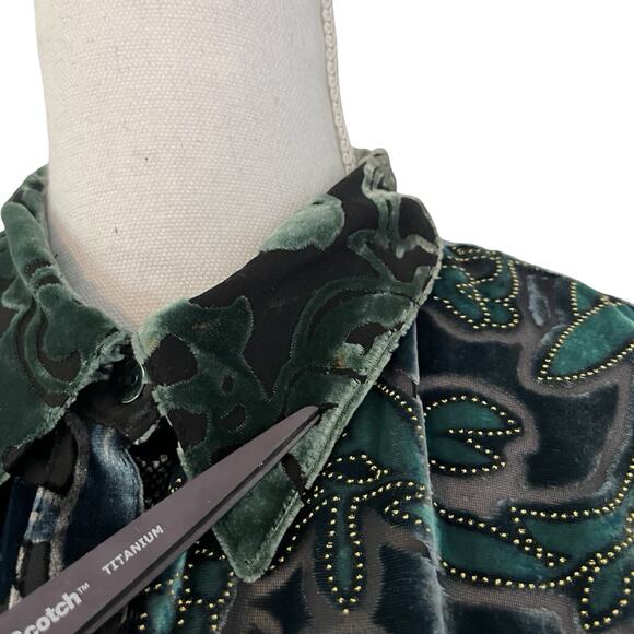 Chicos Womens Floral Silk Blend Velvet Burnout Top Size M Sheer Whimsigoth Fairy - Picture 6 of 9